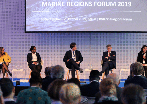 Panel members discussing at the Marine Regions Forum.