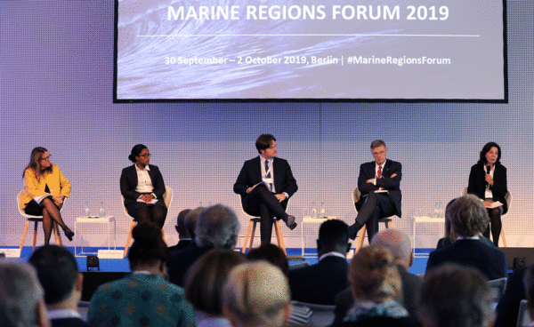 Panel members discussing at the Marine Regions Forum.
