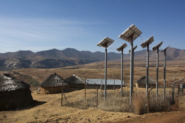 Solar power generates energy for the village in Leribe District, Lesotho.